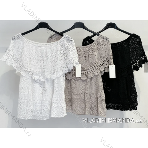 Tunika krajkové krátky rukáv dámska (S/M ONE SIZE) TALIANSKA MÓDA IMPMD2383966