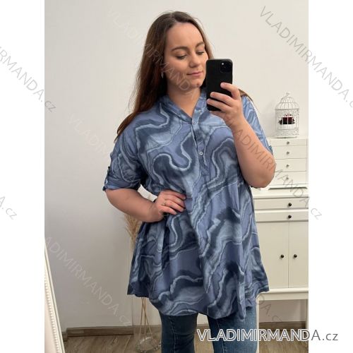 Tunika košeľová dlhý rukáv dámska (4XL/5XL ONE SIZE) TALIANSKA MóDA IMC23PRATO