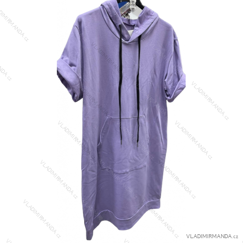 Šaty mikinové oversize krátky rukáv dámske (S/M ONE SIZE) TALIANSKA MÓDA IMM23M22840