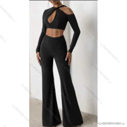 Súprava nohavice dlhé a croptop dlhý rukáv dámska (S/M ONE SIZE) TALIANSKA MÓDA IMPMD2326732/26733