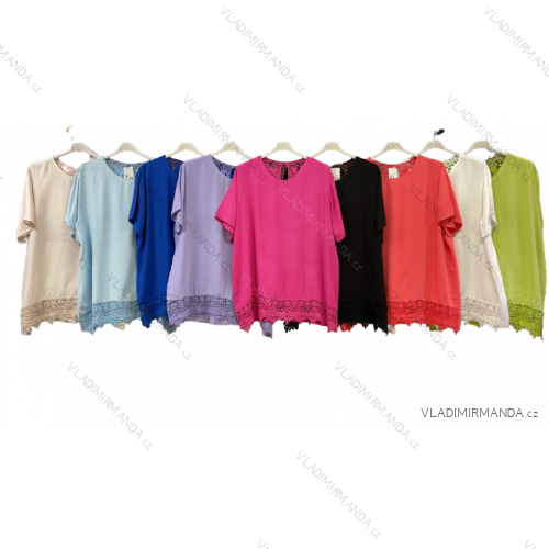 Tunika s čipkou krátky rukáv dámska nadrozmer (3XL/4XL ONE SIZE) TALIANSKA MÓDA IMWQ2396002