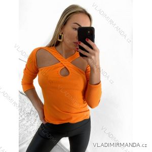 Tričko riadkové dlhý rukáv dámske (S/M ONE SIZE) TALIANSKA MÓDA IMWK22EB23047