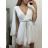Šaty elegantné šifónové s opaskom dlhý rukáv dámske (S/M ONE SIZE) TALIANSKA MÓDA IMPGM236303