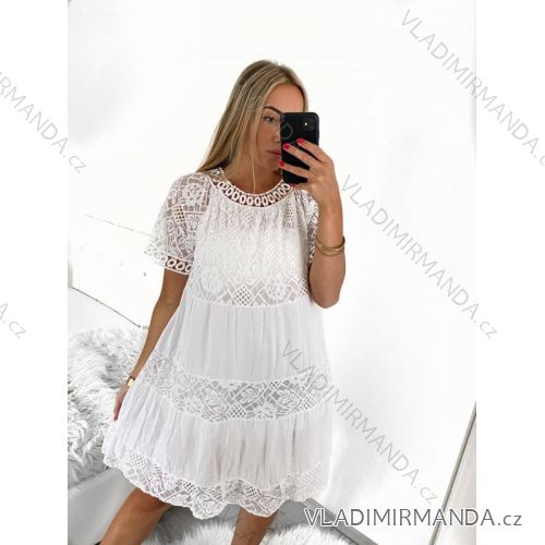 Šaty letné krajkové krátky rukáv dámske (S/M/L ONE SIZE) TALIANSKA MÓDA IMBM23054