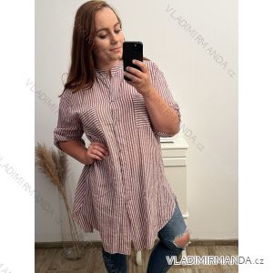 Prodloužená Košeľa 3/4 rukáv dámske (2XL/3XL ONE SIZE) TALIANSKA MÓDA IM523STRIP