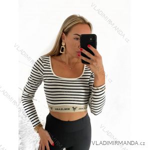 Top croptop dlhý rukáv dámsky prúžok (S/M ONE SIZE) TALIANSKA MÓDA IMPMD2327358/DU