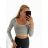 Top croptop dlhý rukáv dámsky prúžok (S/M ONE SIZE) TALIANSKA MÓDA IMPMD2327358/DU S/M biela
