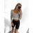 Top croptop dlhý rukáv dámsky prúžok (S/M ONE SIZE) TALIANSKA MÓDA IMPMD2327358/DU S/M biela