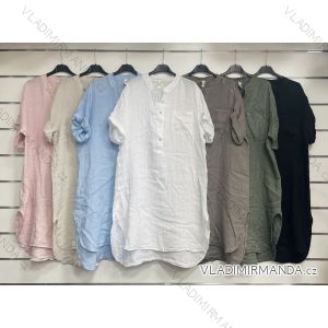 Šaty oversize košeľové ľanové dlhý rukáv dámske (S/M/L ONE SIZE) TALIANSKA MÓDA IMWMY232530