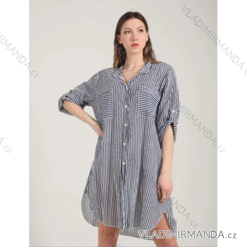 Košeľa predĺžená dlhý rukáv dámska prúžok (S/M/L/XL ONE SIZE) TALIANSKA MÓDA IMP168236050