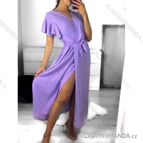 Šaty dlhé letné krátky rukáv dámske (S/M ONE SIZE) TALIANSKA MÓDA IMWGM232000/DU fuchsiová