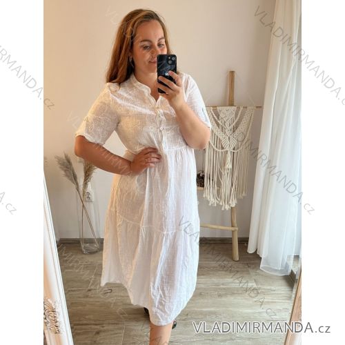 Šaty oversize 3/4 rukáv dámske nadrozmer (XL/2XL/3XL ONE SIZE) TALIANSKA MÓDA IM423MISSI