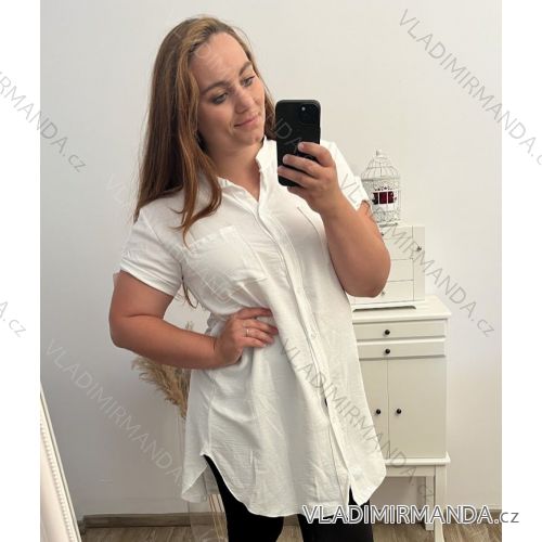 Košeľa oversize krátky rukáv dámska nadrozmer (XL/2XL ONE SIZE) TALIANSKA MÓDA IMBM23ANGELA