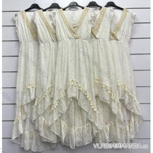 Šaty dlhé letné čipkované boho krátky rukáv dámske (S/M ONE SIZE) TALIANSKA MÓDA IMWCC32643