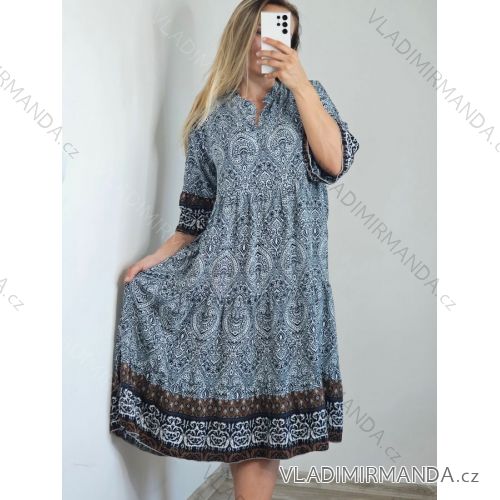 Šaty košeľové oversize krátky rukáv dámske nadrozmer (XL/2XL ONE SIZE) TALIANSKA MODA IM723004