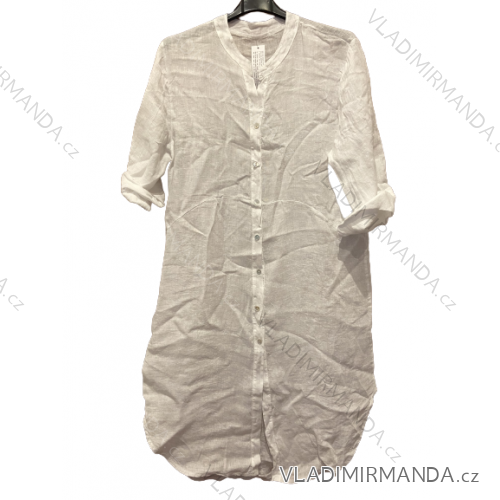 Šaty košeľové oversize 3/4 rukáv dámske nadrozmer (L/XL/2XL ONE SIZE) TALIANSKA MODA IM723ANNA/DU XL/2XL biela