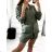 Súprava letný mušelín kraťasy a košele dlhý rukáv dámske (S/M/L ONE SIZE) TALIANSKA MÓDA IMWMY23232194/DUR - zelená limetková - M/L