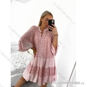 Šaty letné krajkové krátky rukáv dámske nadrozměr (2XL/3XL/4XL ONE SIZE) TALIANSKA MÓDA IMBM23ELISA