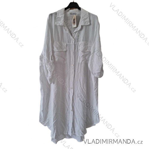 Šaty košeľové oversize 3/4 rukáv dámske nadrozmer (XL/2XL ONE SIZE) TALIANSKA MODA IM723066