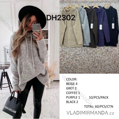 Sveter oversize dlhý rukáv dámsky (S/M ONE SIZE) TALIANSKA MÓDA IMWCA23DH2302