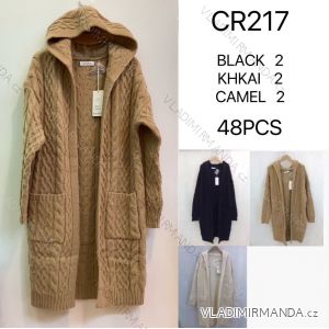 Cardigan pletený s kapucňou dlhý rukáv dámsky (S/M ONE SIZE) TALIANSKA MÓDA IMWCA23CR217