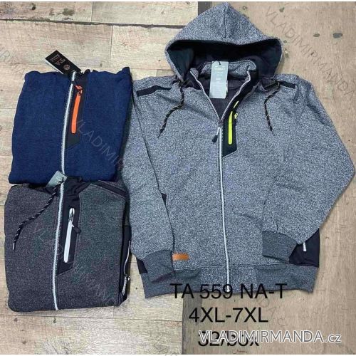 Mikina na zips s kapucňou dlhý rukáv pánska nadrozmer (4XL-7XL) TA FASHION TAF23TA-559NA-T