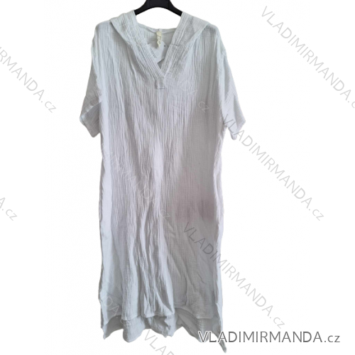 Šaty mušelínové letné krátky rukáv dámske (S/M/L ONE SIZE) TALIANSKA MÓDA IMD23602/DUR M / L biela