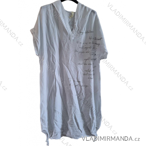 Šaty letné s kapucňou krátky rukáv dámske nadrozmer (XL/2XL ONE SIZE) TALIANSKA MÓDA IMD23613