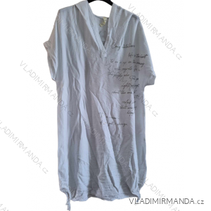 Šaty letné s kapucňou krátky rukáv dámske nadrozmer (XL/2XL ONE SIZE) TALIANSKA MÓDA IMD23613/DUR