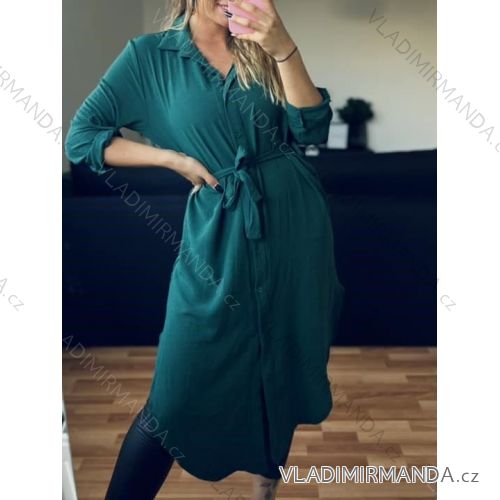 Šaty košeľové 3/4 dlhý rukáv dámske (L/XL ONE SIZE) TALIANSKA MÓDA IMD23665