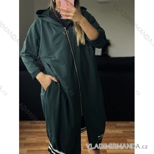 Mikina na zips s kapucňou dlhý rukáv dámska nadrozmer (2XL/3XLONE SIZE) TALIANSKA MÓDA IMD23699