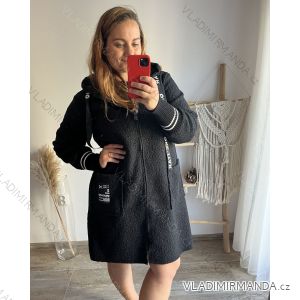 Kabátna zip s kapucí dlhý rukáv dámska nadrozmer (2XL/3XL ONE SIZE) TALIANSKA MÓDA IM423ANNIE/DU