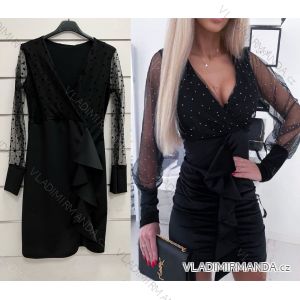 Šaty elegantný dlhý rukáv dámske (S/M ONE SIZE) TALIANSKA MÓDA IMWM233755