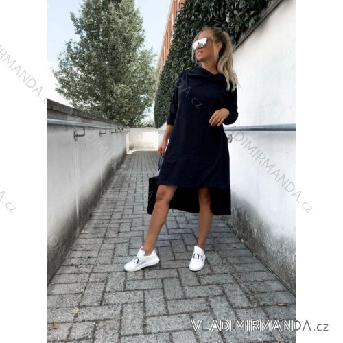 Šaty mikinové s kapucňou dlhý rukáv dámske (S/M ONE SIZE) TALIANSKA MÓDA IMWKK233794