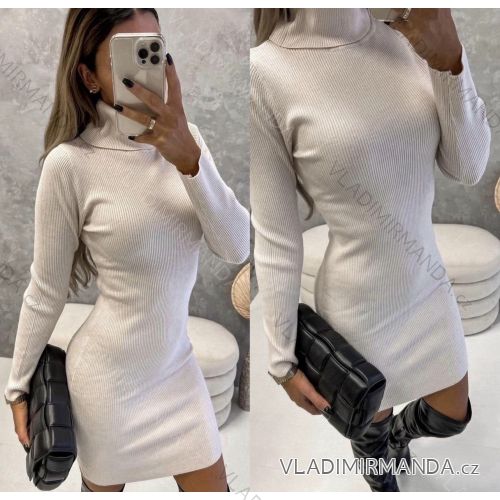 Šaty upletové s rolákom dlhý rukáv dámske (S/M ONE SIZE) TALIANSKA MÓDA IMWK233795