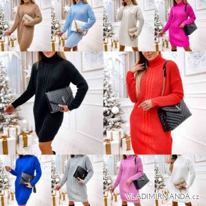 Šaty úpletové s rolákom dlhý rukáv dámske (S/M ONE SIZE) TALIANSKA MÓDA IMWK23PL005