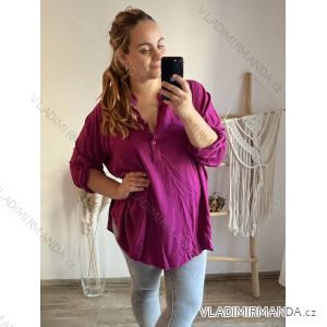 Tunika košeľová dlhý rukáv dámska nadrozmer (3XL/4XL ONE SIZE) TALIANSKA MÓDA IMWQ233252