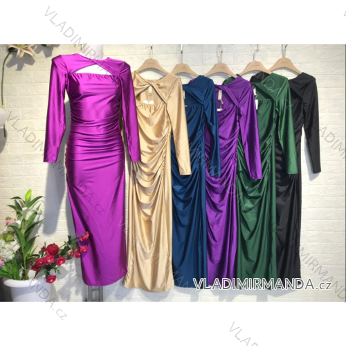 Šaty dlhé spoločenské dlhý rukáv dámske (S/M ONE SIZE) TALIANSKA MÓDA IMPGM23231028