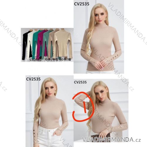 Sveter úpletový so stojačikom dlhý rukáv dámsky (S/M ONE SIZE) MB23CV2535