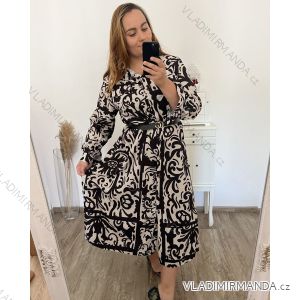 Šaty košeľové s páskem dlhý rukáv dámske nadrozměr(XL/2XL/3XLONE SIZE) TALIANSKA MÓDA IMWEC23MAJA-1/DU