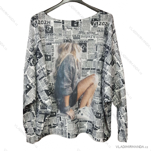 Sveter oversize dlouhý rukáv tenký s potlačou dámsky (M/L ONE SIZE) TALIANSKA MóDA IMB23GIRL-4