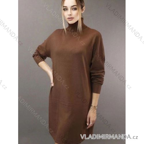 Šaty upletové s rolákom dlhý rukáv dámske nadrozmer (XL/2XL ONE SIZE) TALIANSKA MÓDA IMWKK23W8221