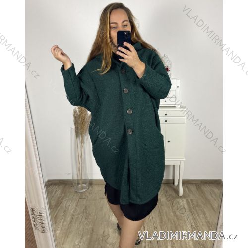 Kabát s kapucí teplý dámsky nadrozměr (4XL/5XL ONE SIZE) Talianska móda IM823BELLA