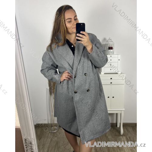 Kabát flaušový dlhý rukáv dámsky nadrozmer (3XL/4XL ONE SIZE) TALIANSKA MÓDA IMD23MILANO