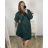 Kabát flaušový dlouhý rukáv dámský nadrozměr (3XL/4XL ONE SIZE) ITALSKÁ MÓDA IMD23MILANO/DU 3XL / 4XL smaragdová