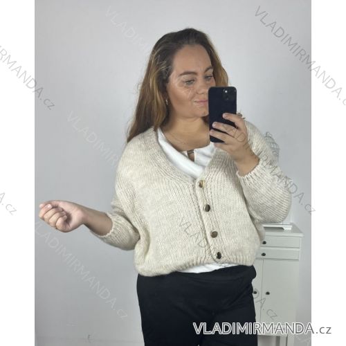 Sveter pletený oversize na gombíky dlhý rukáv dámsky nadorzměr Alessandra  (3XL/4XL/5XL ONE SIZE) TALIANSKA MÓDA IMWC233944