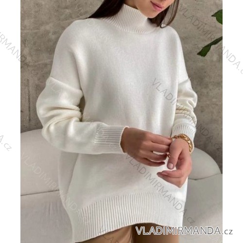 Sveter oversize s rolákom dlhý rukáv dámske (M/L ONE SIZE) FRANCÚZSKA MÓDA FMWT23DT55559 béžová M / L