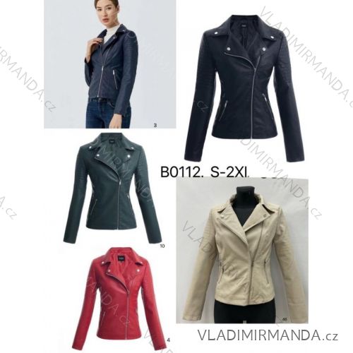 Bunda koženková dlhý rukáv dámska (S-2XL) TALIANSKA MÓDA MAA23B0112