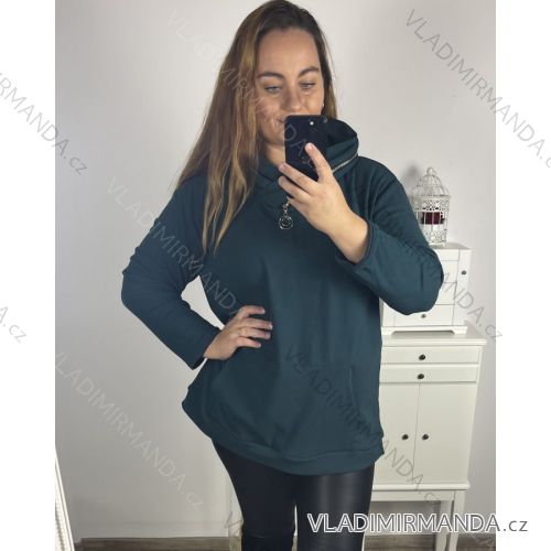 Mikina oversize teplá s kapucňou dlhý rukáv dámska nadrozmer (3XL/4XL ONE SIZE) TALIANSKA MÓDA IM423ZIPA