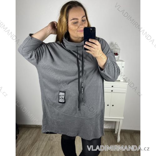 Šaty dlhý rukáv dámske nadrozmer (4XL/5XL ONE SIZE) TALIANSKA MÓDA IM423MAGRA